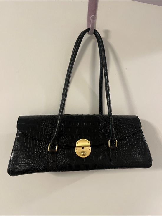 Brahmin Handbags - Vintage Black Dayan Melbourne Croc-Embossed Satchel East West Bag/ Gold Lock